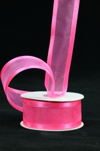 Organza Ribbon With Satin Edge , Fuchsia, 7/8 Inch x 25 Yards (1 Spool) SALE ITEM